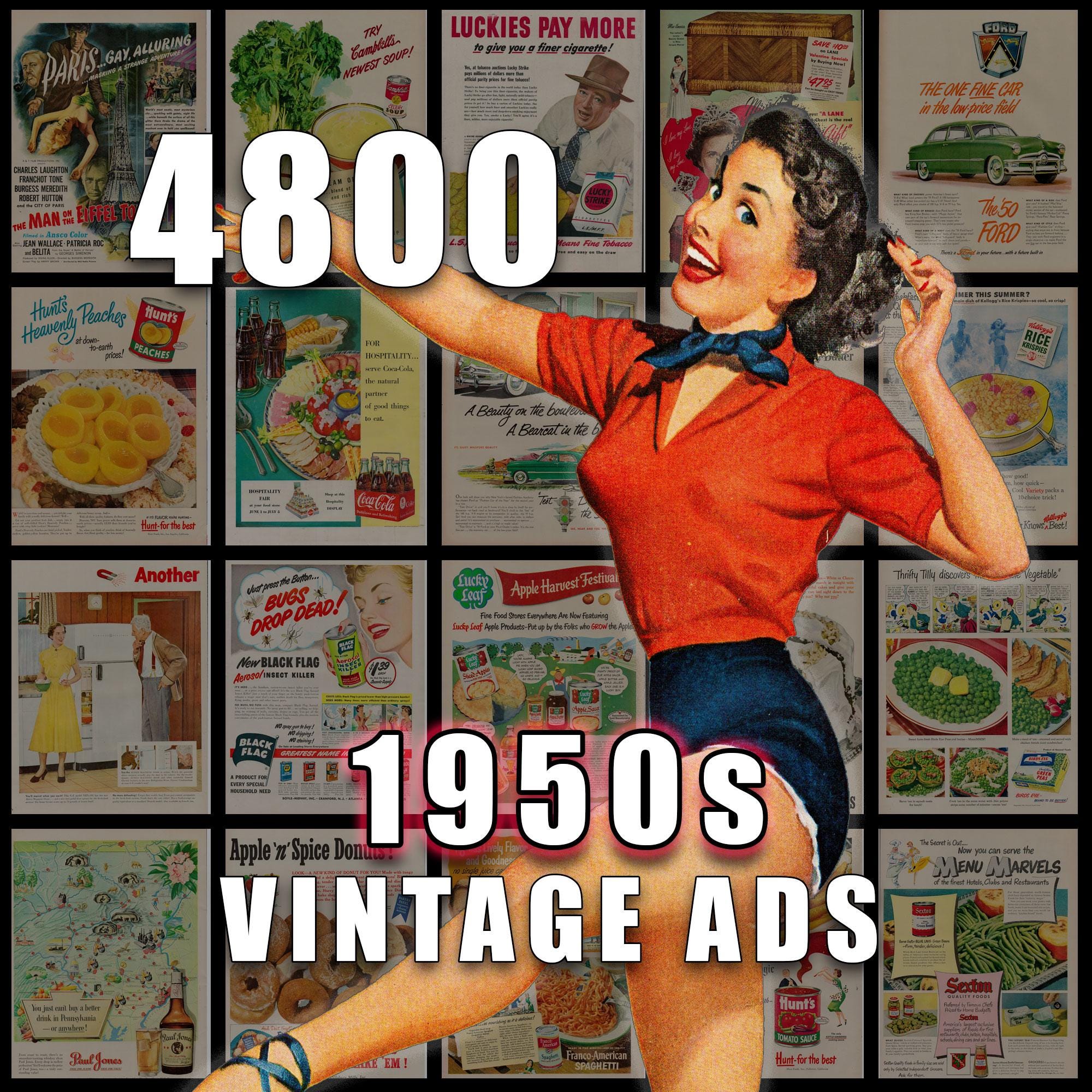 1950s Vintage Ad Collection, Retro Advertising Art (digital