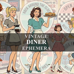 Diner Drive-In Junk Journal Vintage Ephemera (Digital Download)