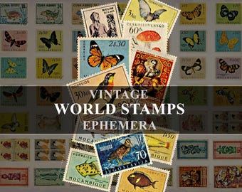 World Stamps Junk Journal Vintage Stamp Ephemera (Digital Download)