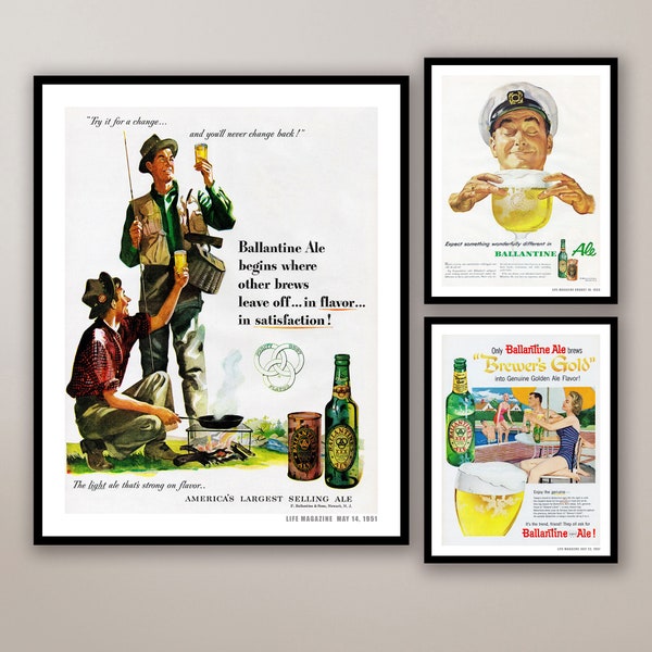 Vintage Beer Ads Advertisements Digital Download Printable Wall Art Prints Gallery Collection Man Cave Bar Pub Brewery Room Printable Decor