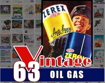 Oil Gas Ads Vintage Adveristements 1930s through 1960s Retro Garage Art (Digital Download)