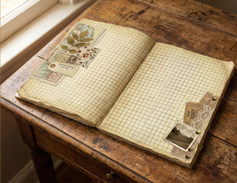 Grid Lined Junk Journal Vintage Pages (digital Download) - Etsy