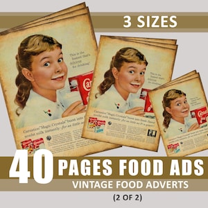 Junk-Journal Food Ads Vintage Werbung Lebensmittelgeschäft Werbung Digitaler Download Ephemera Printable Verzierungen Kit Papiere Media 2
