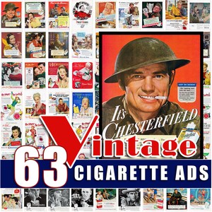 Vintage Zigarette Werbung Dekor Tabak Werbung Digitaler Download Druckbare Wand Kunst JPG Bundle 30er 40er 50er 60er Jahre Bar Publ Saloon Zimmer Retro