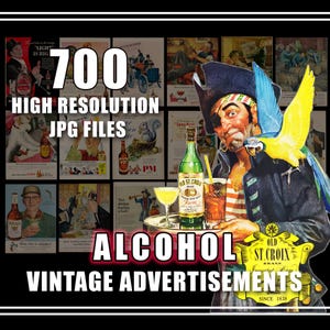 Anuncios vintage Anuncios Alcohol Whisky Cócteles Bebidas Años 30, 40, 50, 60 Arte mural retro digital Pósteres Manualidades Revistas Técnica mixta JPG