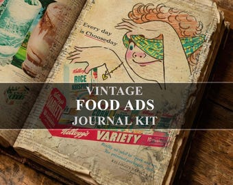 Food Ads Junk Journal Vintage Adverisement Pages and Tags (Digital Download)