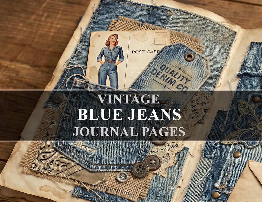 Denim Blue Jeans Junk Journal Vintage Pages (digital Download) - Etsy