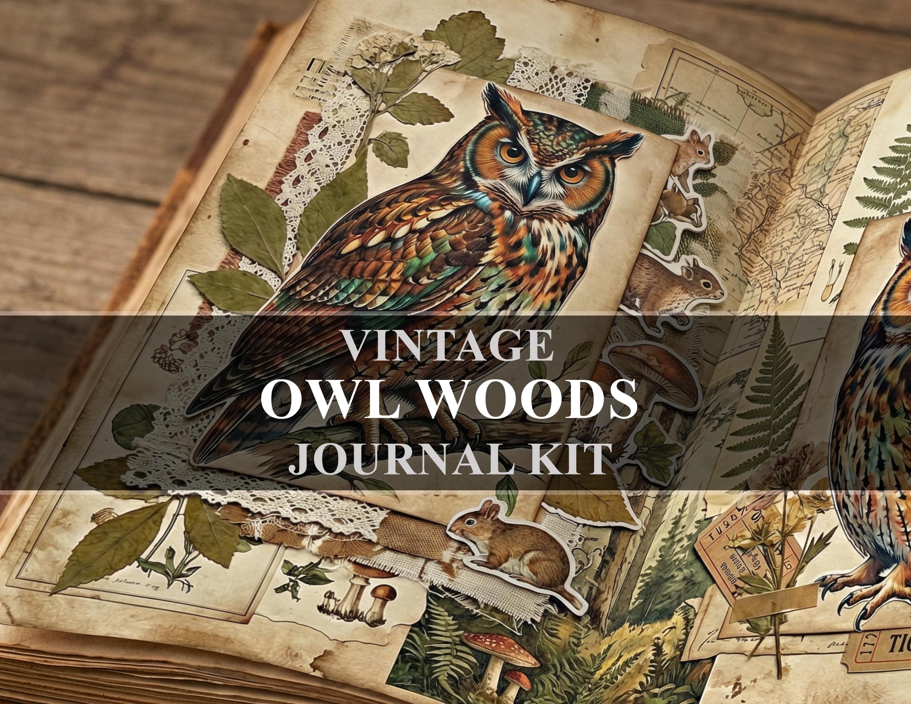 Owl Woodlands Vintage Junk Journal Kit Ephemera (Digital Download)