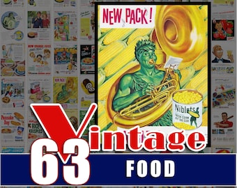 Food Ads Vintage Advertisements Decor 1930s thorugh 1960s Kitchen Art (Digital Download)