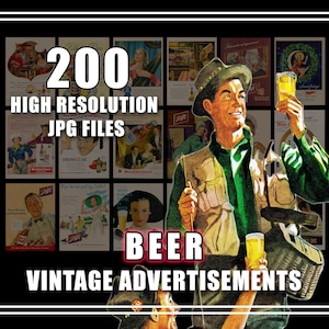 Anuncios vintage Anuncios Cerveza Cervecería Bar Pub Años 30, 40, 50, 60 Arte mural retro digital Pósteres Manualidades Revistas Técnicas mixtas