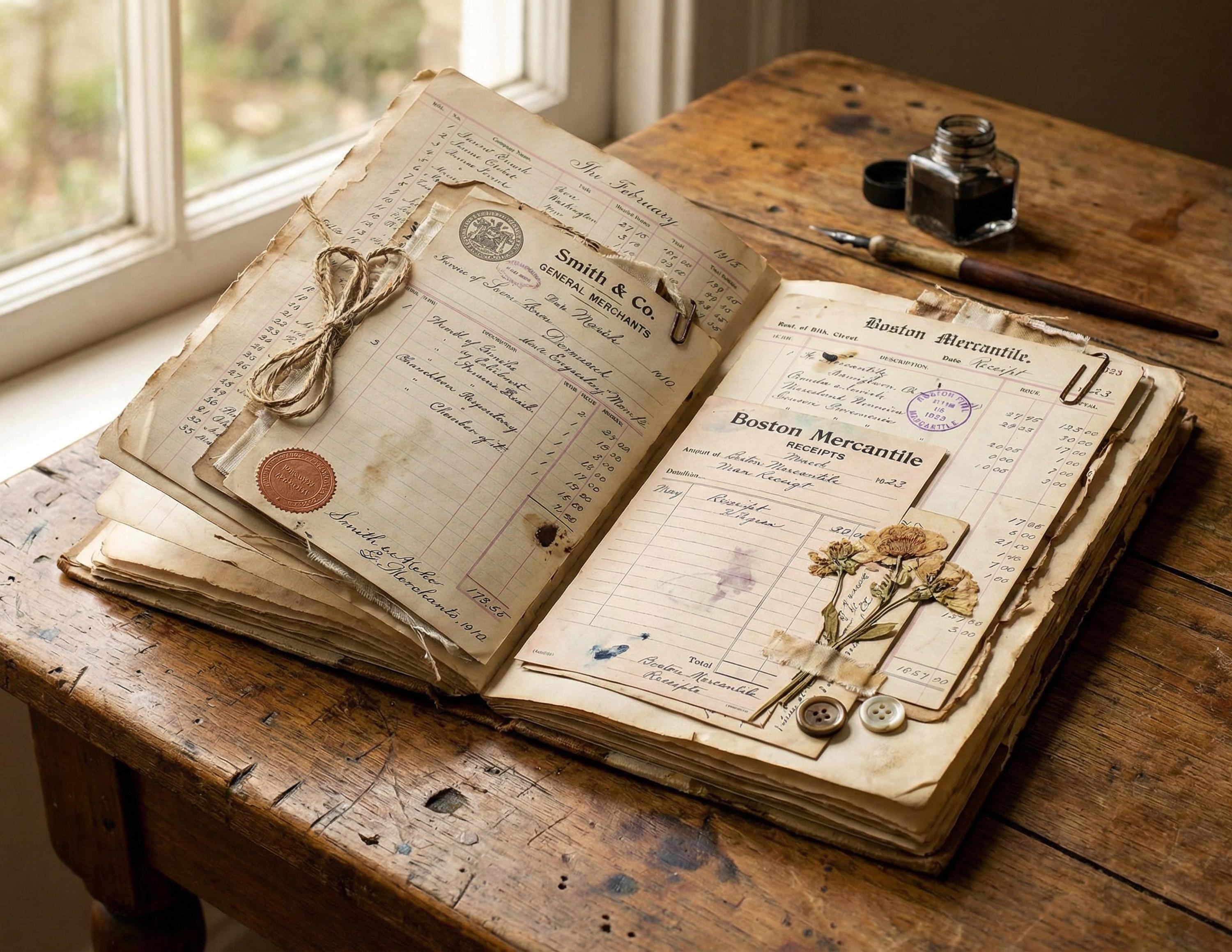 Ledger Invoices Receipts Junk Journal Vintage Pages (digital Download ...