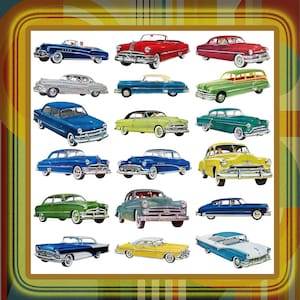 Vintage 1950s Cars Auto Clip Art PNG Files 50s Journals Scrapbook Digital Download 48 Total