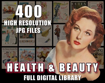 Vintage Advertisements Health Beauty Ads 30s 40s 50s 60s Salon Hair Digital Download Printable Retro Wall Art High Res JPG Files Print 400+