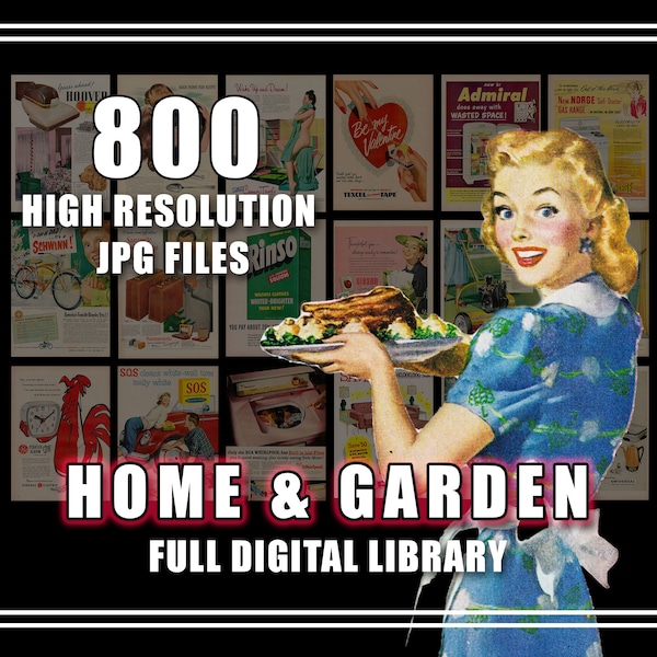 Vintage Advertisements Home Garden Ads 30s 40s 50s 60s Kitchen Digital Download Printable Retro Wall Art High Res JPG Files Print 400+