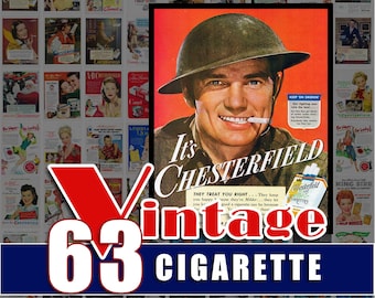 Cigarette Tobacco Ads Vintage Advertisements 1930s through 1960s Art Decor (Digital Download)