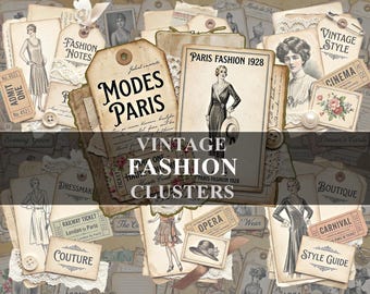 Fashion Junk Journal Vintage Clusters Ephemera (Digital Download)
