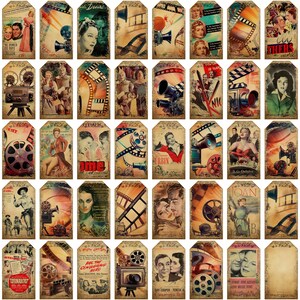 Junk Journal Pages Tags Movies Hollywood Advertising Grunge Aged Digital Download Ephemera Printable Scrapbook Bundle Kit Embellishment Ads