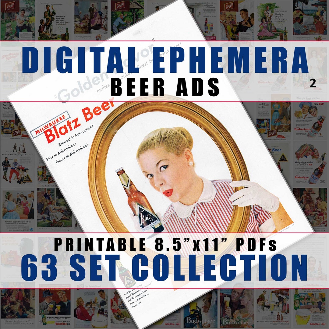 Vintage Beer Advertisements Ads Digital Ephemera Downloadable Printable Art PDF Sheets Prints ...
