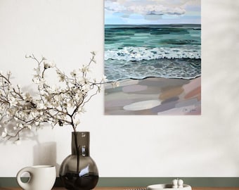 Coastal Oil Painting Print: Ocean Scape Fine Art Poster