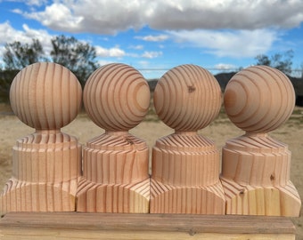 Wood Ball Finials. 4x4 Fence Post Top. Bed Post Top. From 4x4 Pine. Handcrafted. Available in a set of 2 or set of 4(18% OFF) FREE SHIPPING!