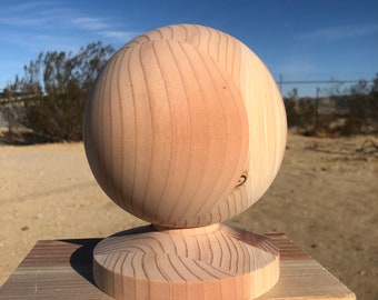 Large wood ball finial (5 1/4” ball diameter) Redwood.