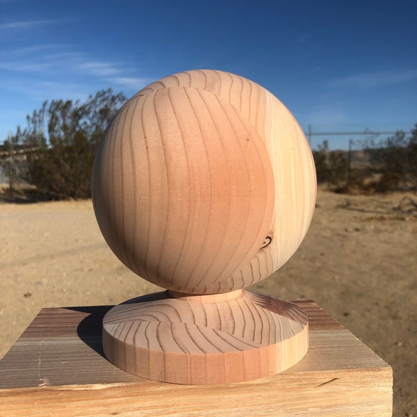 Large wood ball finial (5 1/4” ball diameter) Redwood.