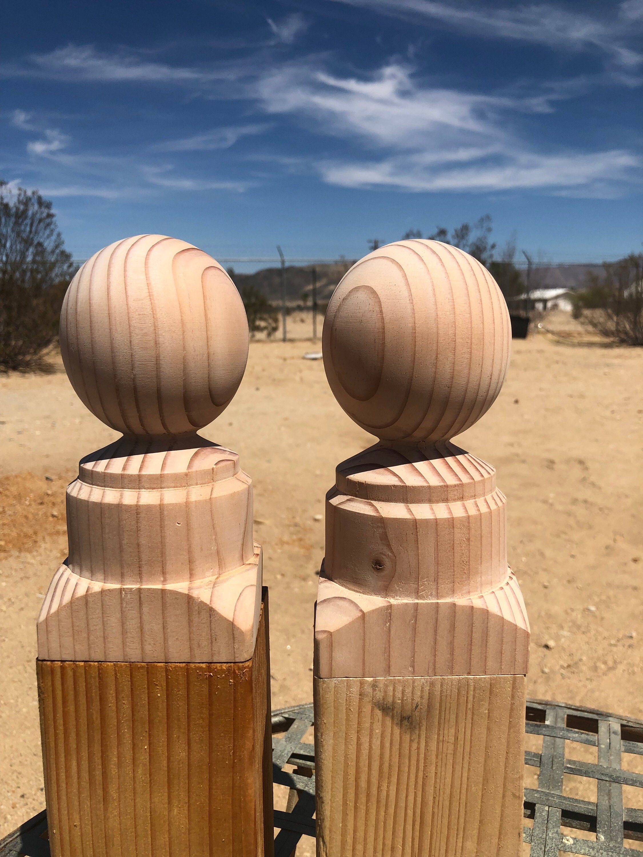 2 Wood Ball Finials. 4x4 Fence Post Top. Bed Post Top. Pine. Etsy