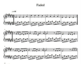 Alan Walker - Faded (Easy Piano Sheet Music) PDF