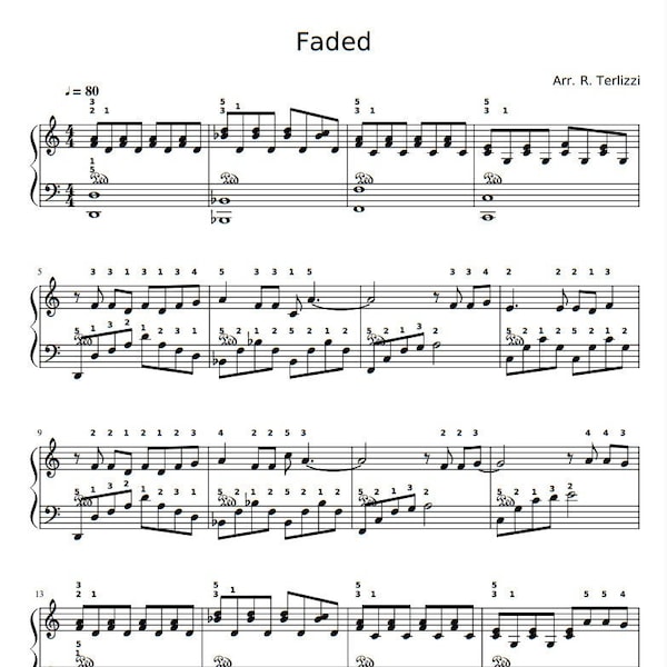 Alan Walker - Faded (Intermediate Piano Sheet Music) PDF