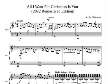 Mariah Carey - All I want for Christmas is you (Piano Sheet Music Downloadable PDF