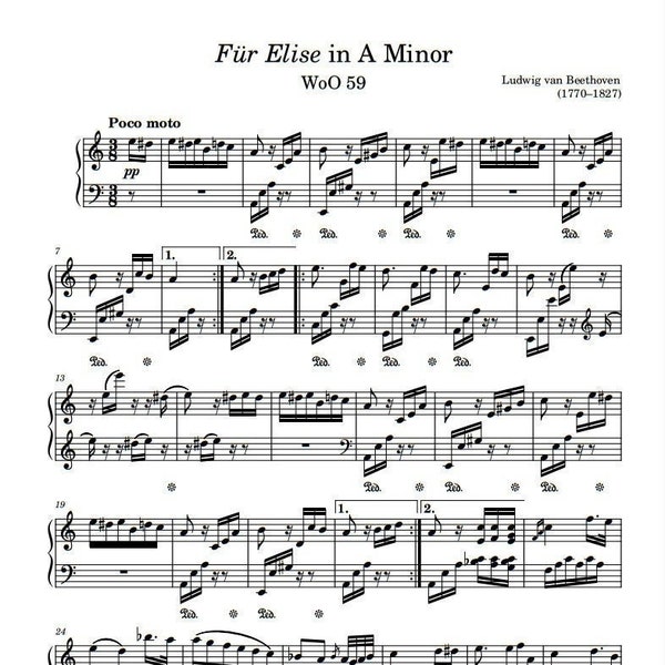 Beethoven - Fur Elise (Piano Sheet Music) PDF