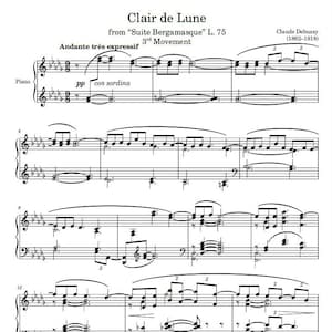 Clair De Lune Handwritten Sheet Music 