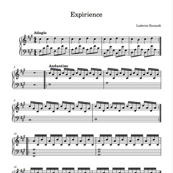 Eunaudi - Erlebnis (Klavier Noten) PDF