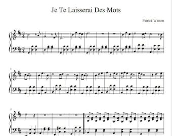 Patrick Watson - Je te laisserai de mots (Piano Sheet Music) PDF