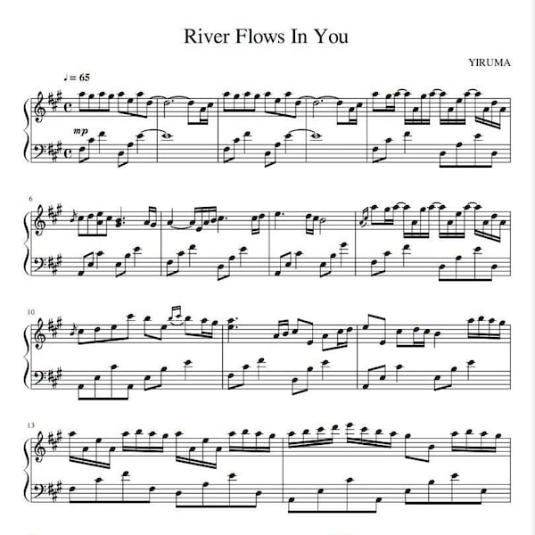 YIRUMA - River Flows In You (Piano Sheet Music) PDF
