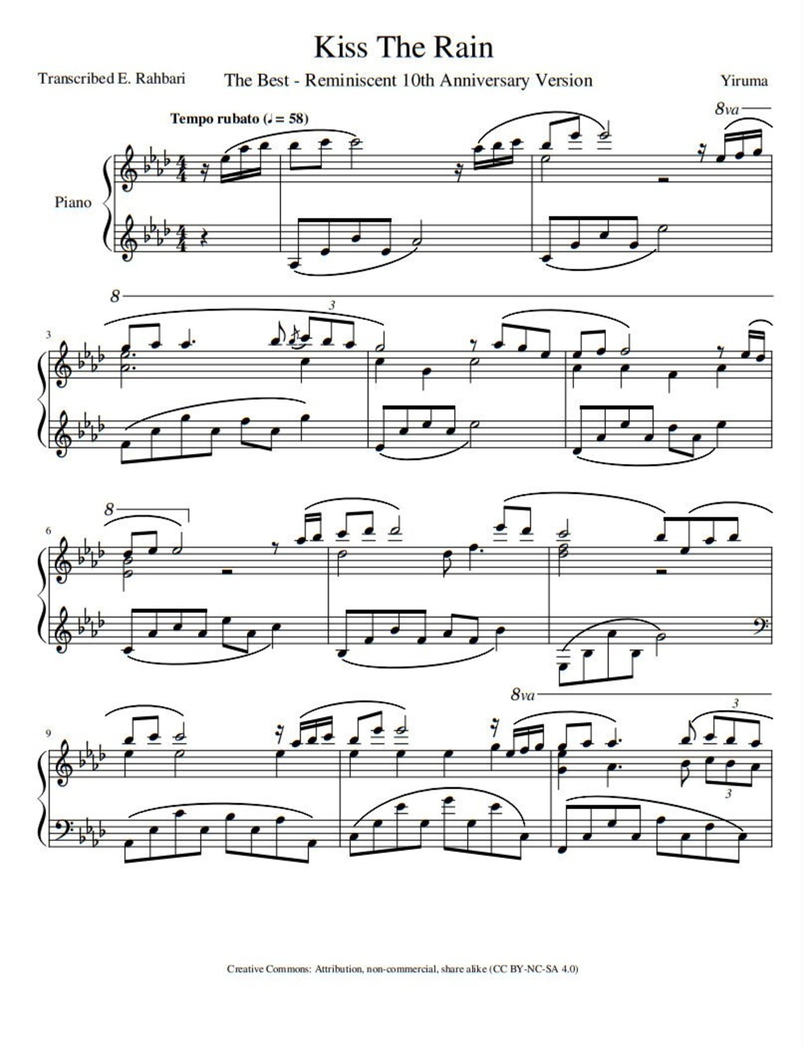 Yiruma Kiss the Rain piano Sheet Music PDF Etsy