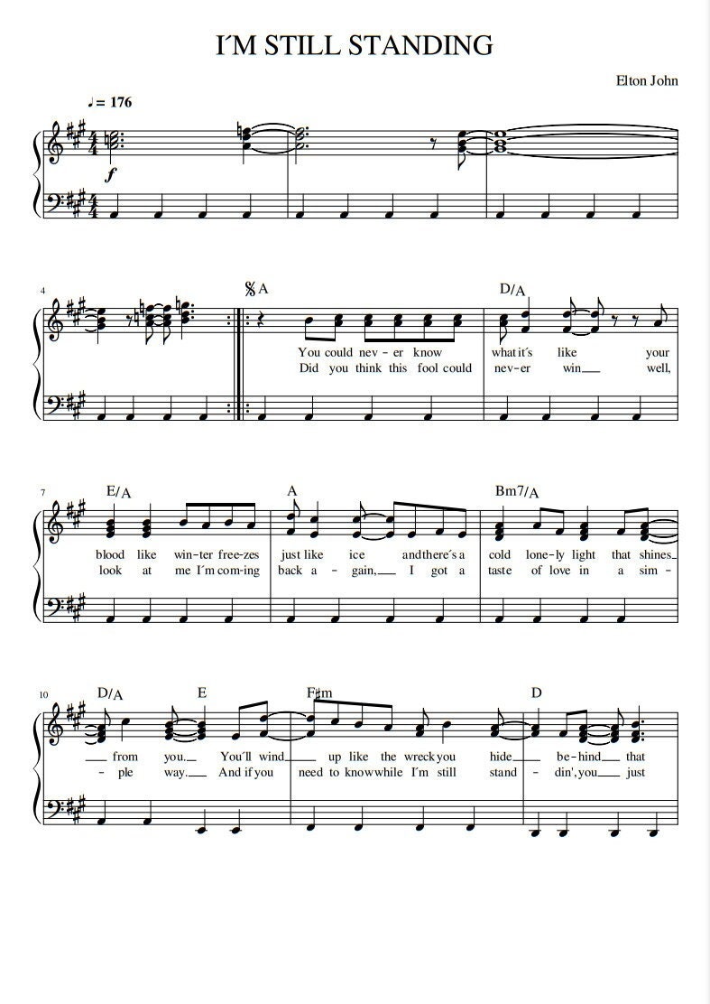 Elton John I m Still Standing Piano Sheet Music PDF Etsy Elton john i m still standing piano sheet music pdf etsy