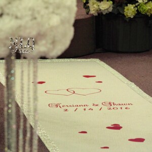 Personalized Hand -painted Wedding Aisle Runner embellished with bling wrap down the sides