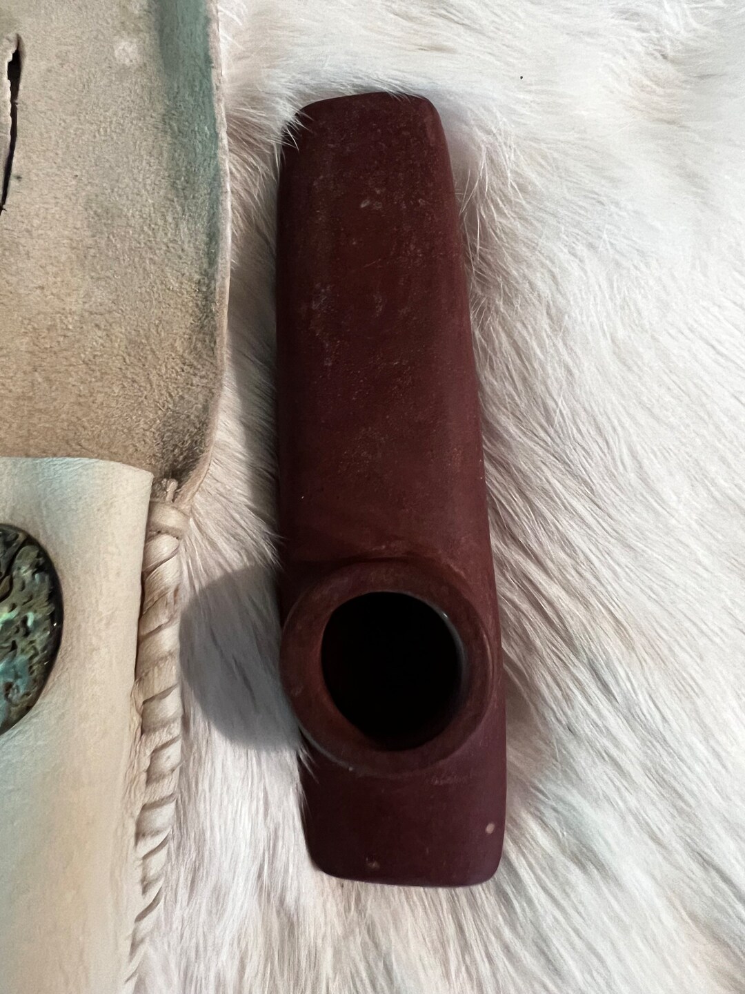 Native American Stemless Pipe Made of Pipestone by Native American