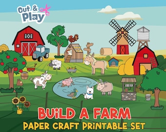 Farm Paper Craft Set: Build & Color Farm Diorama (Digital Download)