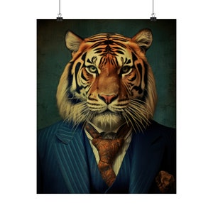 Tiger in a Suit, Auburn Tigers, Animal Art, Wall Art, Mascot Art, Sports Decor, Fan Art, Home Decor, Tiger Poster, Football, Team Art, NCAA