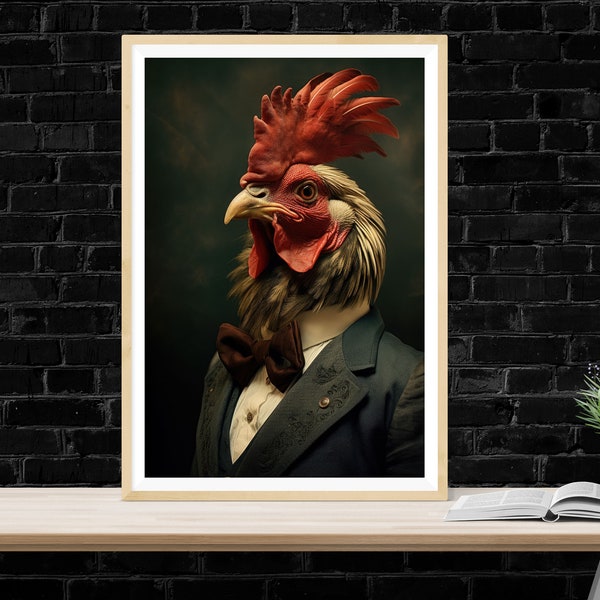 Gamecock in Vintage Suit Art Print: South Carolina Sports Decor