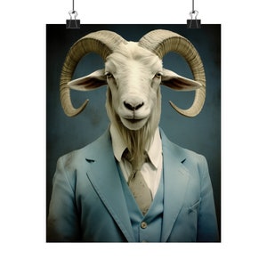 Ram in suit, Animal Art, Wall Art, Sports Art, Sports Decor, Home Decor, Fan Art, Tarheels, Carolina Blue, Basketball, NC