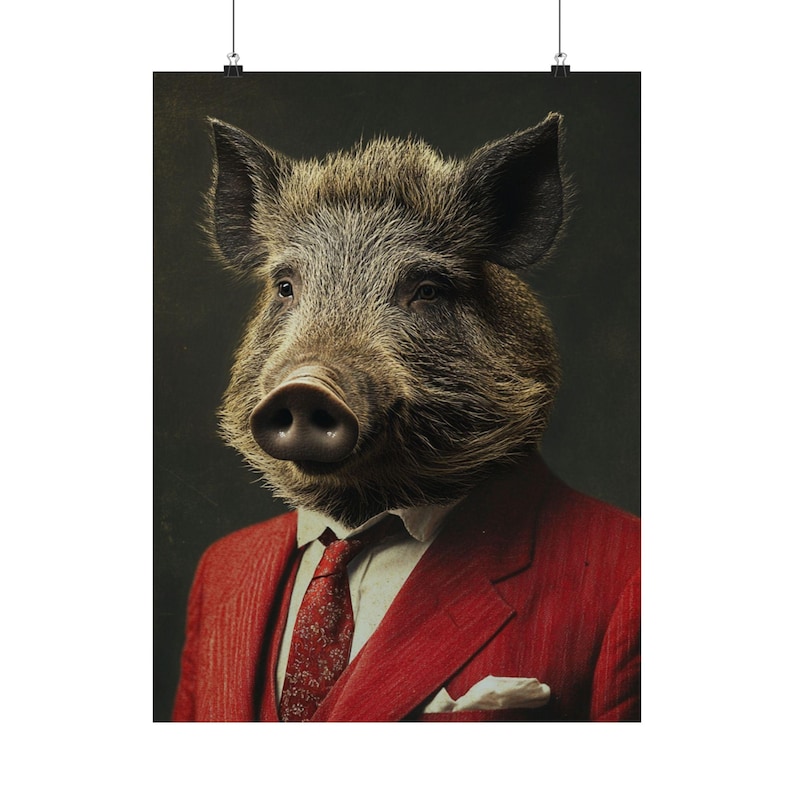Razorback in Suit Art Print: Arkansas Mascot Poster - Etsy