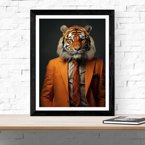 Tiger in a Suit, Wall Art, Sports Art, Home Decor, Clemson, South, Carolina, Sports Decor, Animal Art, Clemson Art, Mascot Print, Football