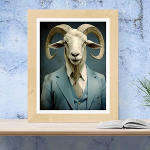 Ram in Suit, Animal Art, Wall Art, Sports Art, Sports Decor, Home Decor, Fan Art, Tarheels, Carolina, UNC Art, UNC gift, Fan Art, Mascot Art