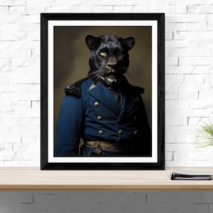 Panther in military uniform, Black Panther, Wall Art, Carolina, Panthers, Sports Art, Fan Art, Sports Decor, Home Decor, SC, NC, Football