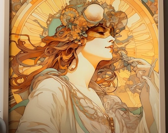 Alphonse Mucha Phoenix Poster – Art Nouveau Wall Art, Jugendstil Vintage Print, Symbolist Mythology Artwork, Museum Style Decor