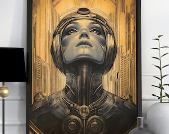 Metropolis Robot Filmaffisch | Retro Futurism Konsttryck