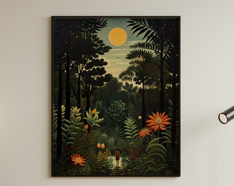 Boy in the Forest - Henri Rousseau Style Poster | Jungle Vintage Poster, Rousseau Forest Art